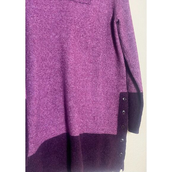 Soft Surroundings 2 Tone Purple Tunic Sweater Large Wool Blend - Picture 4 of 8